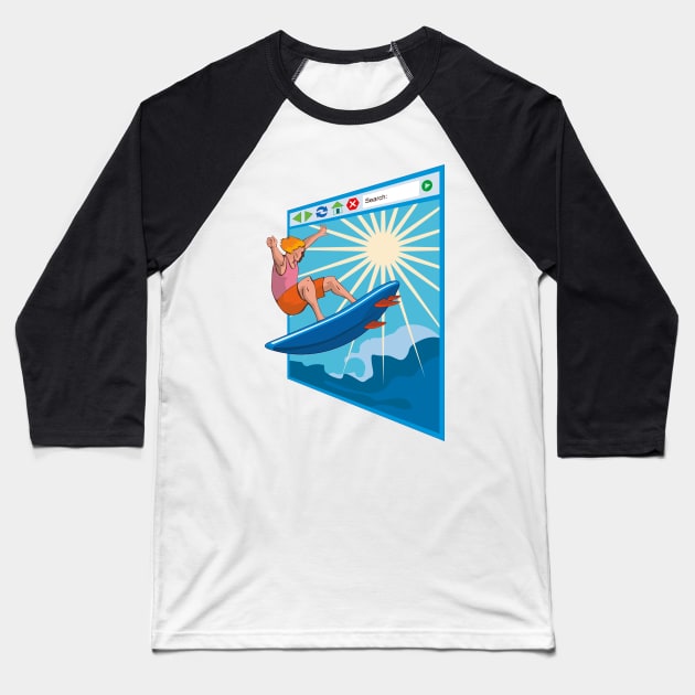Surfing on Internet Retro Baseball T-Shirt by retrovectors